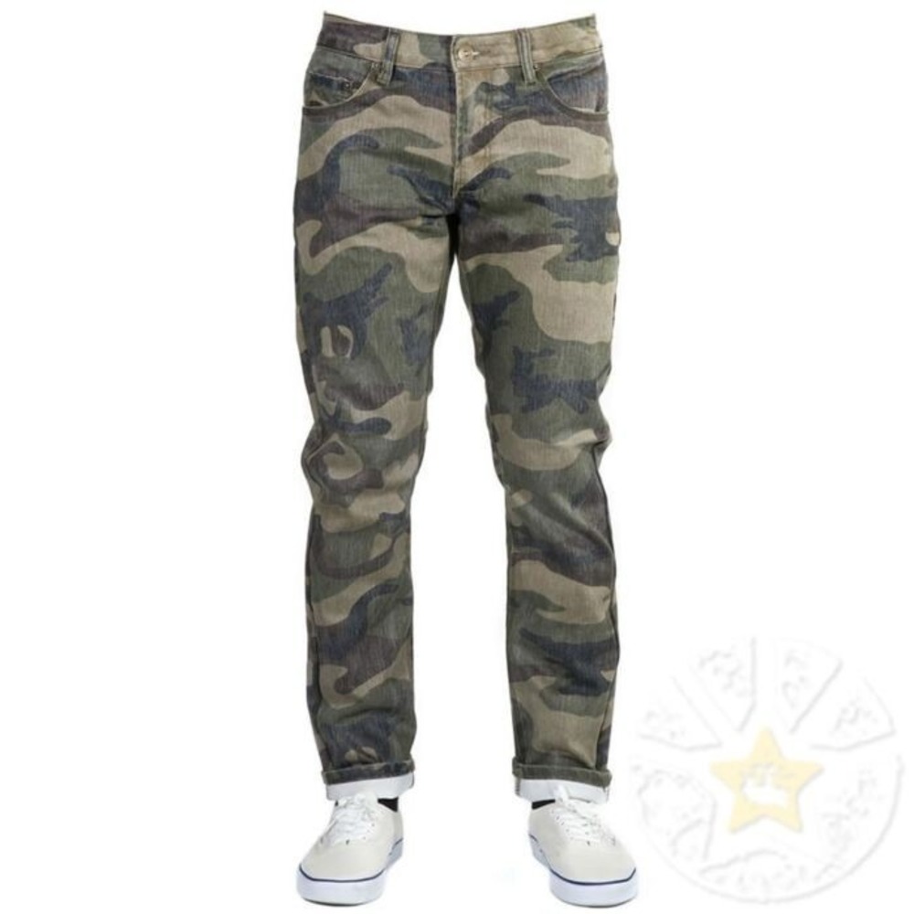 Bulletprufe Guerrilla Jeans Men's 34 x 30.5 Faded Green Camo Skate Denim $128